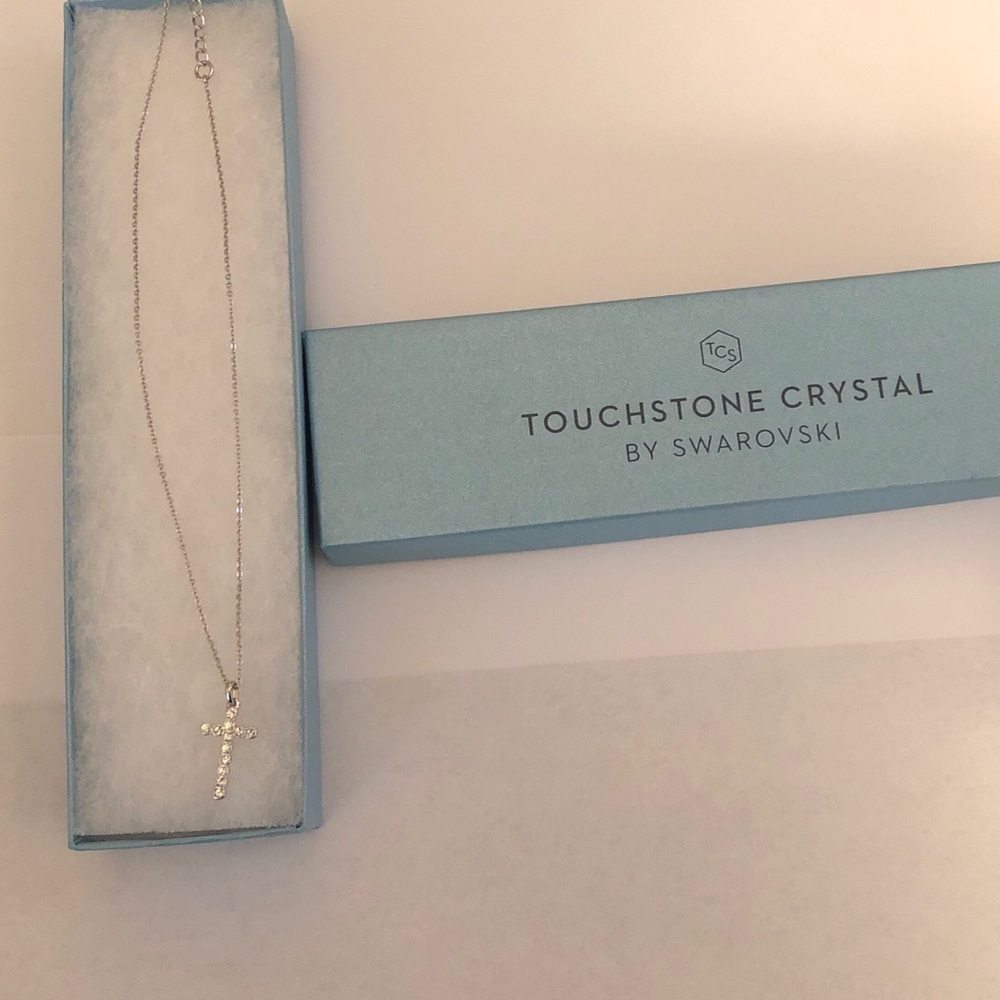 Touchstone Crystal Silver Cross Necklace